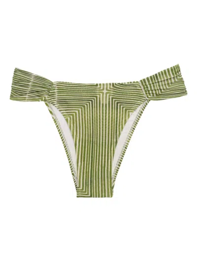 Lenny Niemeyer Draped Geometric Print Bikini Bottom In Green