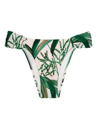 Lenny Niemeyer Draped Leaf-print Bikini Bottom In Green
