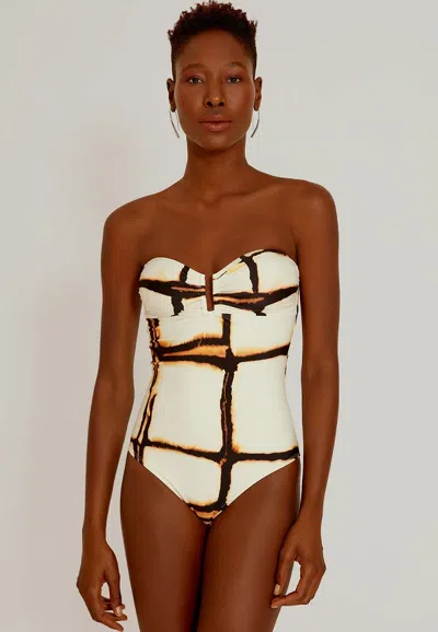 Lenny Niemeyer Drop Bandeau One Piece Rust In Multi