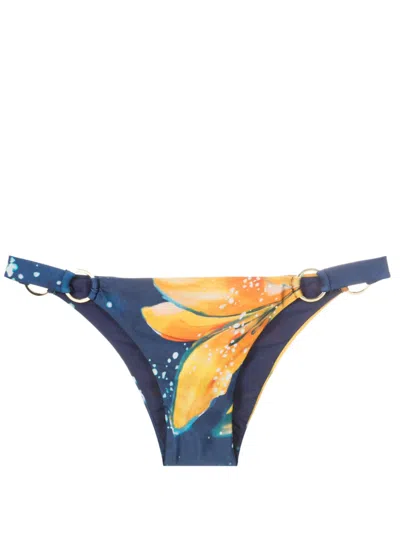 Lenny Niemeyer Floral-print Bikini Bottoms In Blue
