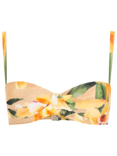 Lenny Niemeyer Floral-print Bikini Top In Yellow