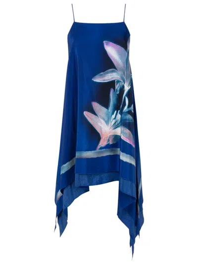 Lenny Niemeyer Floral-print Silk Dress In Blue