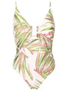 Lenny Niemeyer Foliage Leaf-print Swimsuit In Green