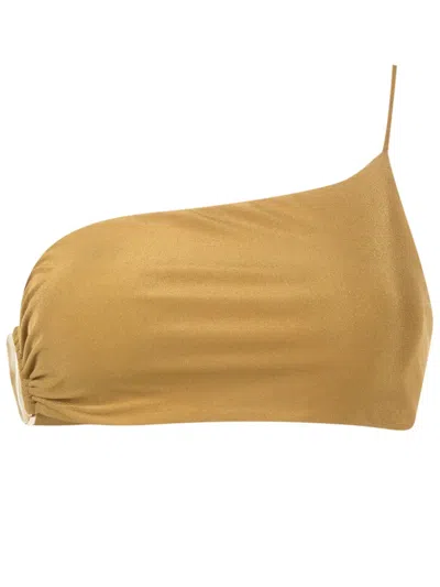 Lenny Niemeyer Gathered-panel One-shoulder Bikini Top In Brown