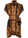 Lenny Niemeyer Geometric-pattern Belted Gilet In Brown