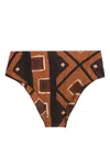 Lenny Niemeyer Geometric-print High-waisted Bikini Bottoms In Brown