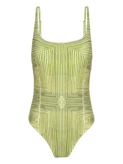 Lenny Niemeyer Geometric-print Swimsuit In Green