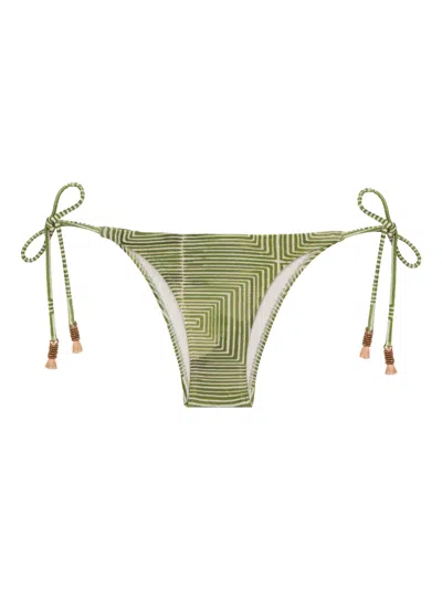Lenny Niemeyer Geometric-print Tie-side Bikini Bottoms In Green