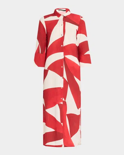 Lenny Niemeyer Geometric Side Slit Maxi Shirtdress