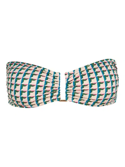 Lenny Niemeyer Geometric-print Bandeau Bikini Top In Green