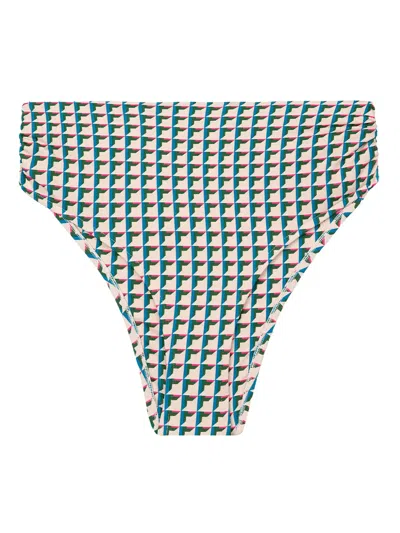 Lenny Niemeyer Geometric-print High-waisted Bikini Bottom In Neutral