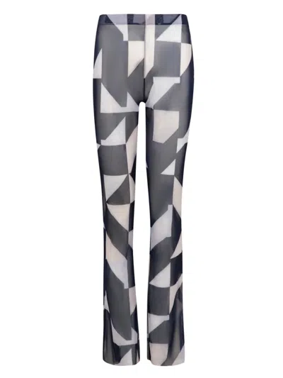 Lenny Niemeyer Geometric-print Mesh Trousers In Blue