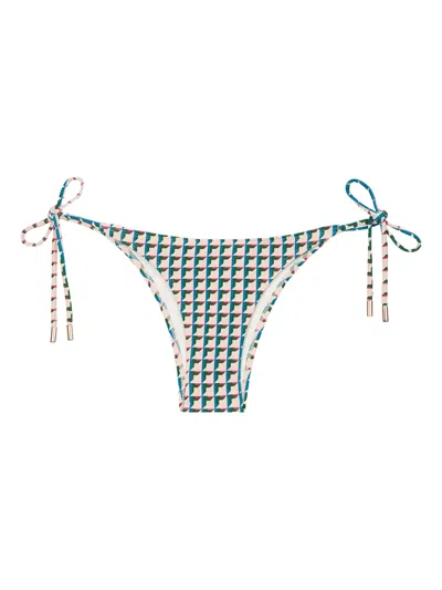 Lenny Niemeyer Geometric-print Tie-side Bikini Bottom In White
