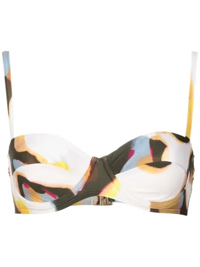 Lenny Niemeyer Graphic-print Bikini Top In Neutrals