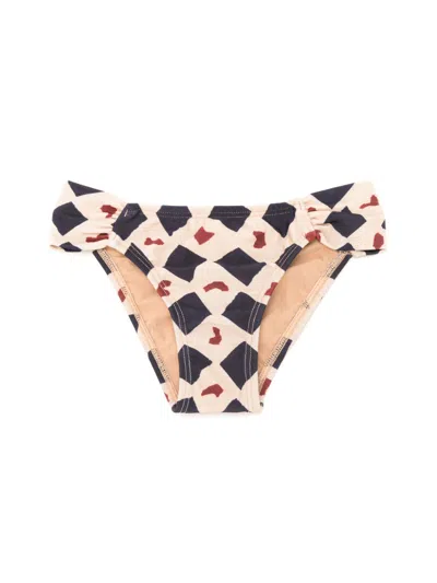 Lenny Niemeyer Kids' Graphic-print Draped Bikini Bottoms In Neutrals
