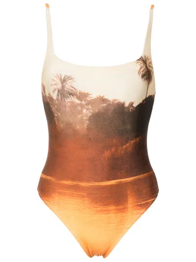 Lenny Niemeyer Graphic-print Swimsuit In Brown