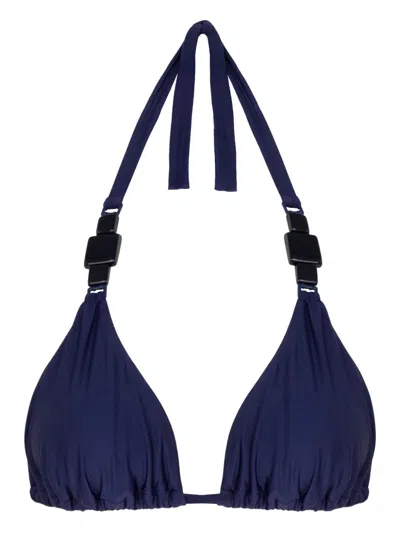 Lenny Niemeyer Halter-neck Buckle Bikini Top In Blue