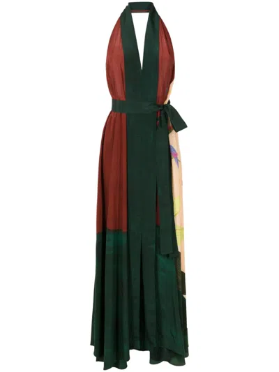 Lenny Niemeyer Halterneck Silk Gown In Multicolour