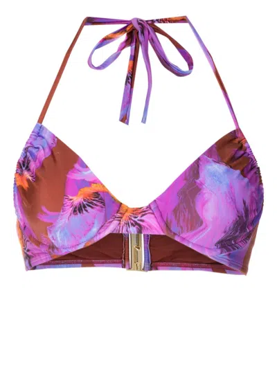Lenny Niemeyer Herta Floral-print Bikini Top In Purple