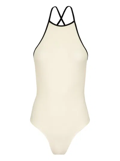 Lenny Niemeyer High-neck Cross-back Swimsuit In White