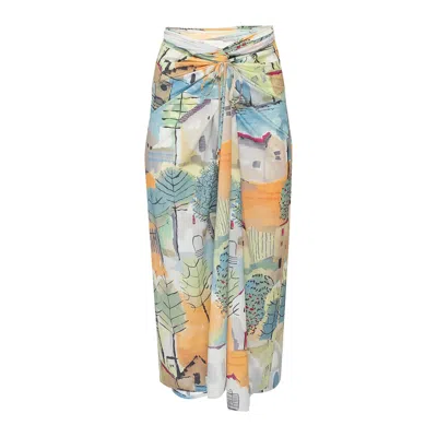 Lenny Niemeyer Knot Touch Sarong Caraiva In Blue