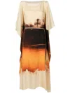 Lenny Niemeyer Landscape-print Silk Kaftan In Brown