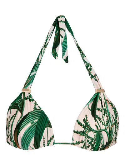 Lenny Niemeyer Leaf-print Triangle Bikini Top In Green