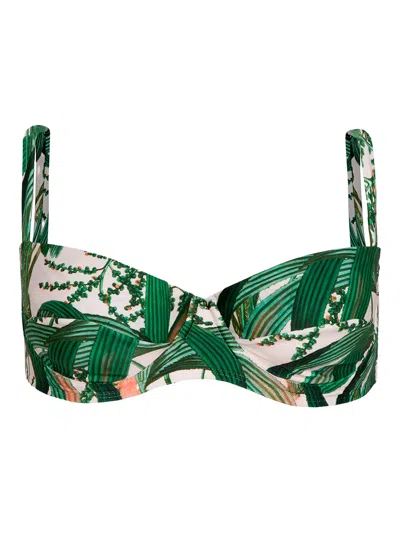 Lenny Niemeyer Leaf-print Underwired Bikini Top In Green