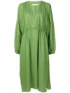 Lenny Niemeyer Long-sleeve Midi Beach Dress In Green