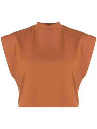 Lenny Niemeyer Mock-neck Cropped Top In Brown