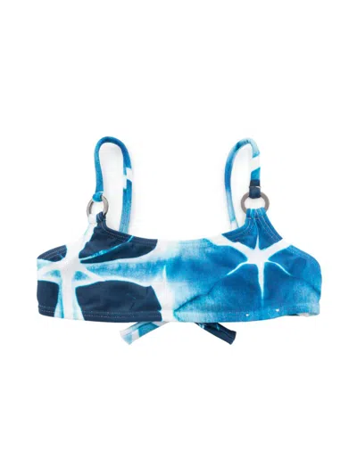 Lenny Niemeyer Kids' Nila Tie Dye-print Bikini Top In Blue