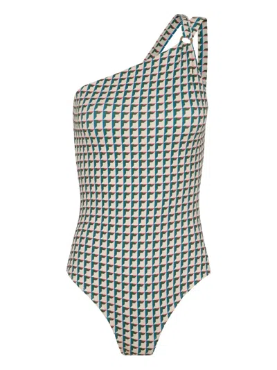 Lenny Niemeyer One-shoulder Geometric-print Swimsuit In Multi