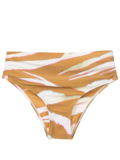Lenny Niemeyer Oryx High-waisted Bikini Botoms In Brown