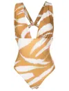 Lenny Niemeyer Oryx V-neck Swimsuit In Neutrals