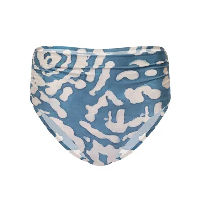 Lenny Niemeyer Otoman Ruched High Waist Bikini Bottom In Blue