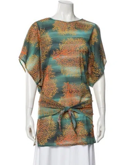 Pre-owned Lenny Niemeyer Printed Scoop Neck Tunic In Green