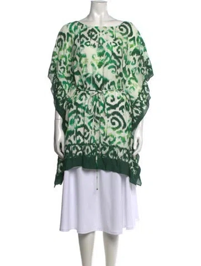 Pre-owned Lenny Niemeyer Printed Scoop Neck Tunic In Green