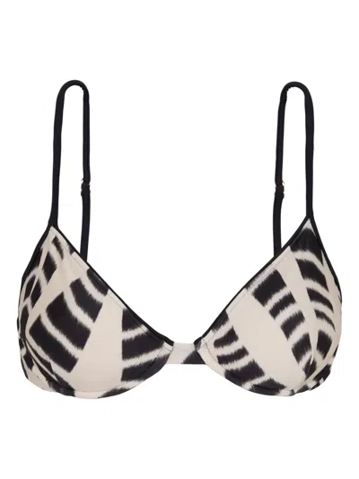 Lenny Niemeyer Printed Triangle Bikini Top In Black