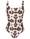 Lenny Niemeyer Puglia Open-back Swimsuit In Brown