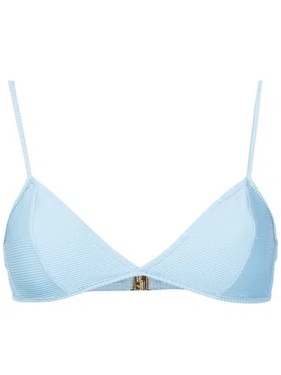 Lenny Niemeyer Ribbed Triangle Bikini Top In Blue