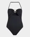 Lenny Niemeyer Ring Detail Bandeau One-piece Swimsuit In Black