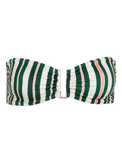Lenny Niemeyer Rita Striped Bandeau Bikini Top In Green