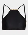 Lenny Niemeyer Ruched Halter Bikini Top In Black