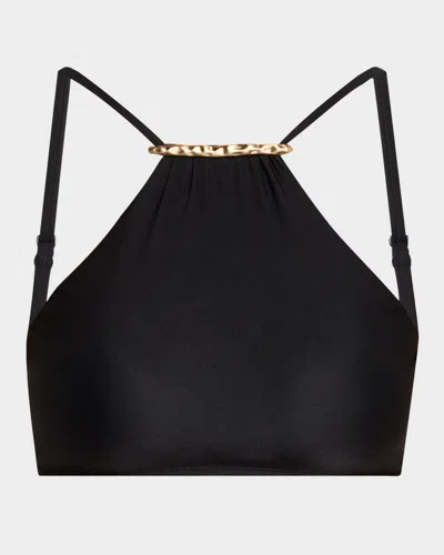 Lenny Niemeyer Ruched Halter Bikini Top In Black