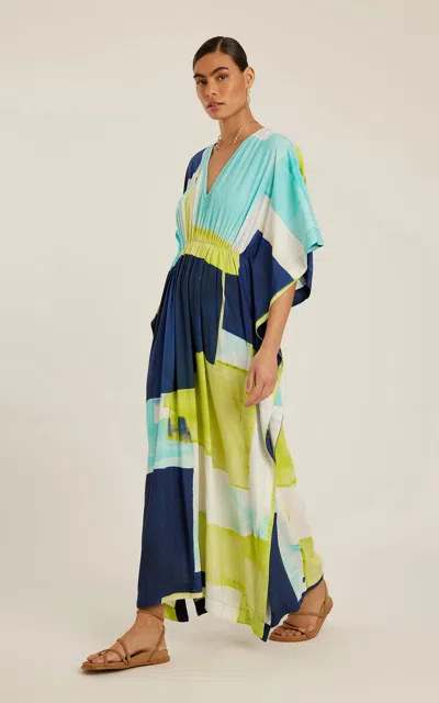 Lenny Niemeyer Rushed Kaftan Bleue In Brown