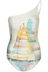 Lenny Niemeyer Strap One Shoulder One Piece Sailboat In Multi