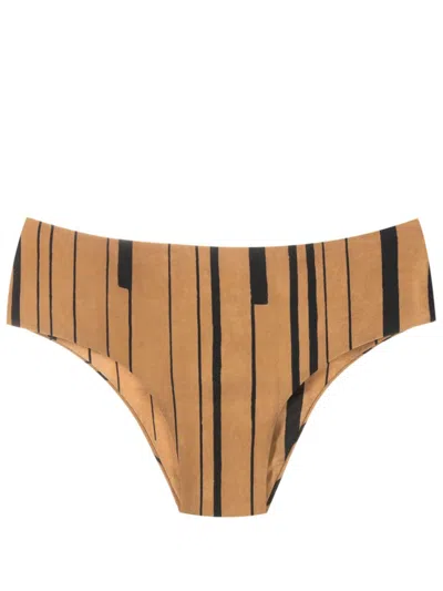 Lenny Niemeyer Striped Bikini Bottoms In Brown