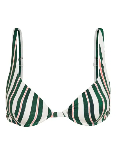 Lenny Niemeyer Striped Bikini Top In Green