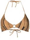 Lenny Niemeyer Striped Triangle Bikini Top In Brown