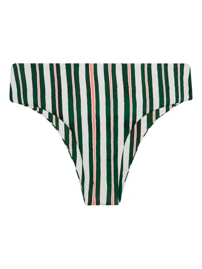 Lenny Niemeyer Stripe-print Bikini Bottom In Green